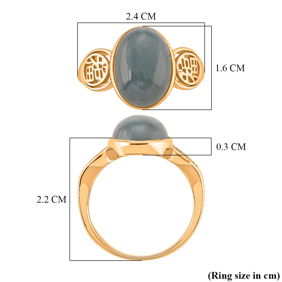 D'Joy Natural Jadeite Solitaire Ring in Yellow Gold Plated Sterling Silver 7.20 Ct. V32514038 6