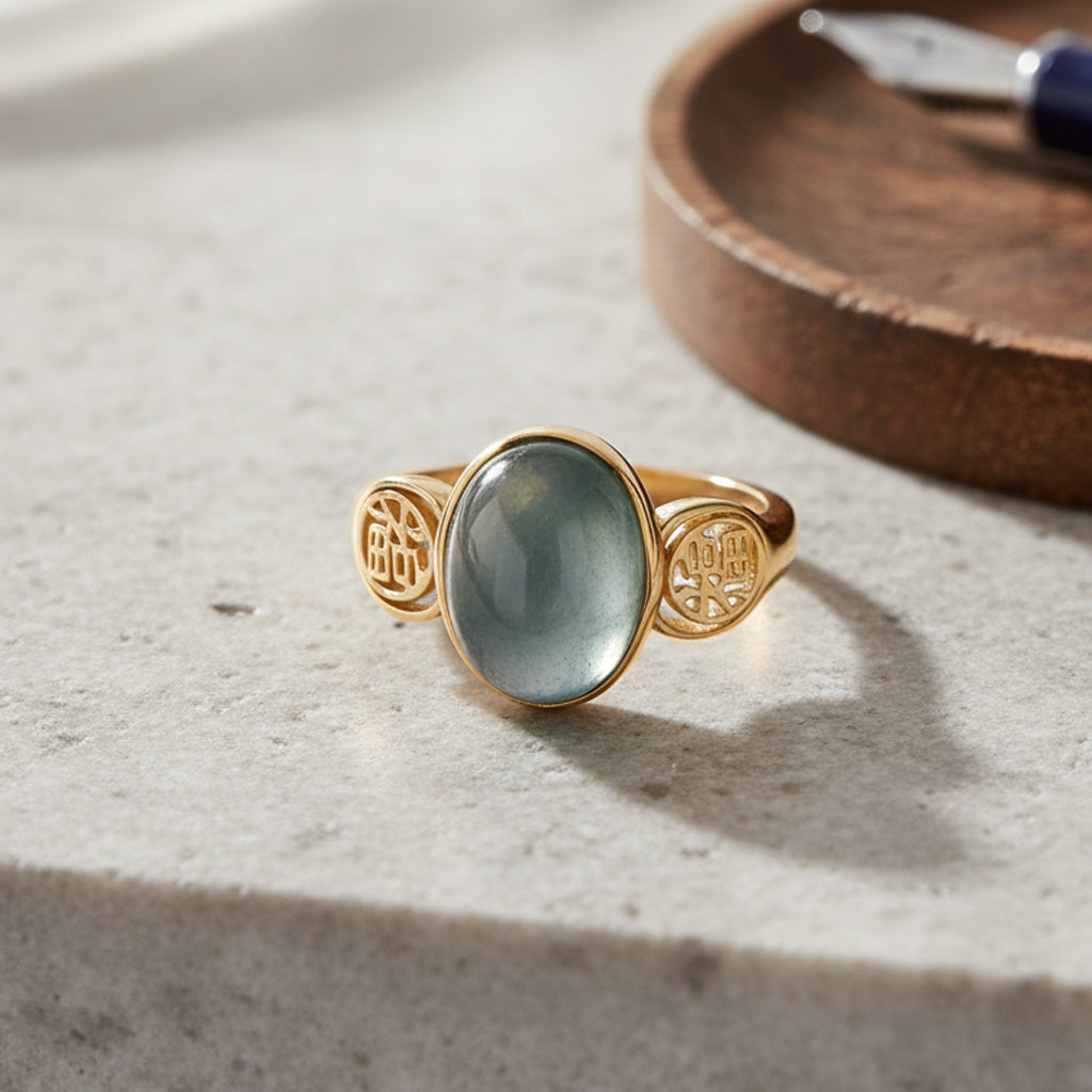 D'Joy Natural Olmec Jadeite Ring in Yellow Gold Plated Sterling Silver 7.20 Ct._8422030_2