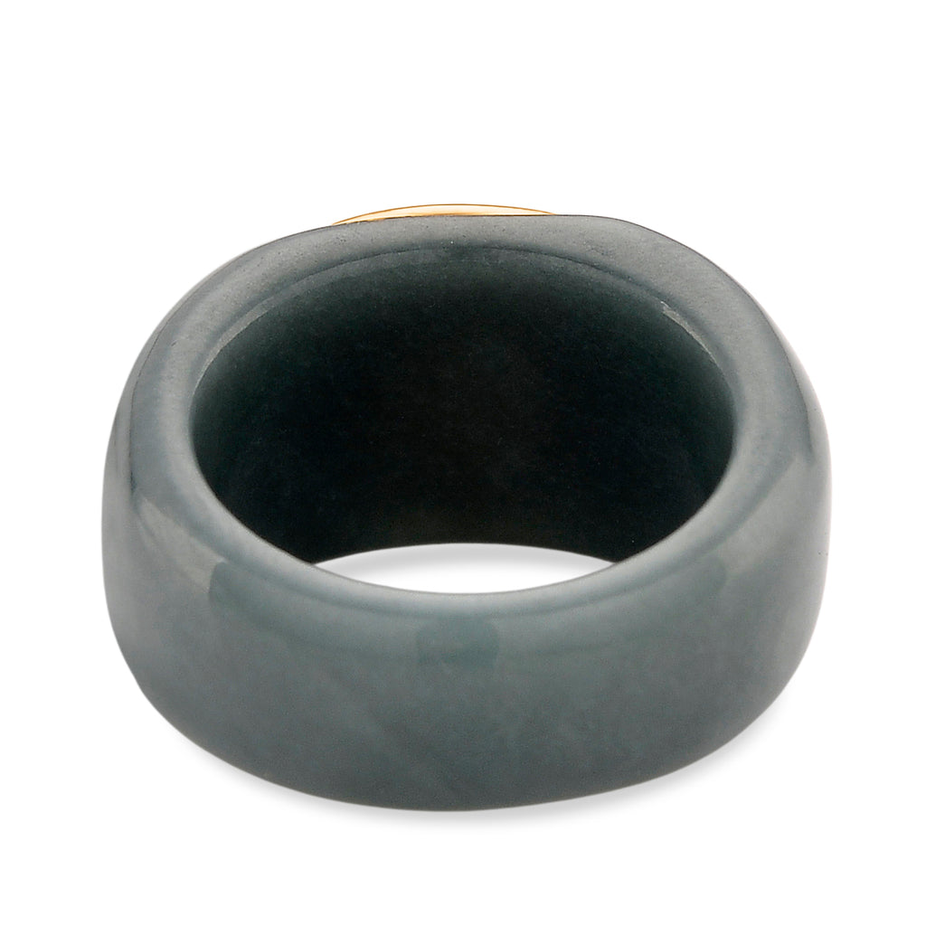 D'Joy White Mabe Pearl & Natural Jadeite Band Ring in Yellow Gold Plated Sterling Silver 38.80 Ct._8422050_4
