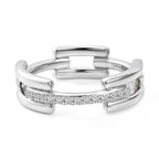 Luxuriant - SI-G/H Lab Grown Diamond Link Band Ring in Rhodium Overlay Sterling Silver_8422301