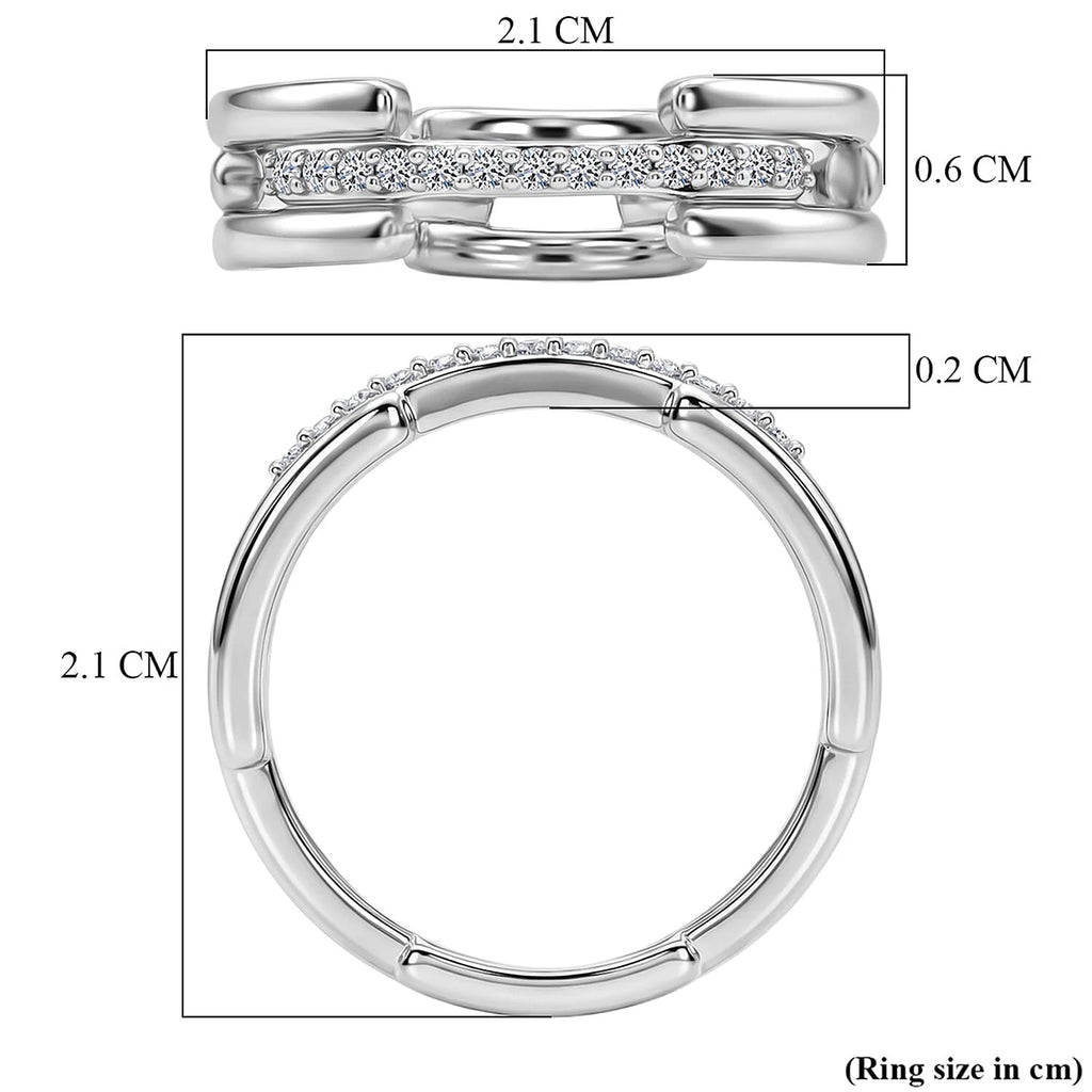 Luxuriant - SI-G/H Lab Grown Diamond Link Band Ring in Rhodium Overlay Sterling Silver_8422301_6