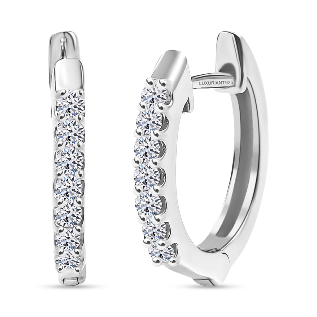 Luxuriant - Lab Grown Diamond (SI/G-H) Half Hoop Earring in Rhodium Overlay Sterling_8422340