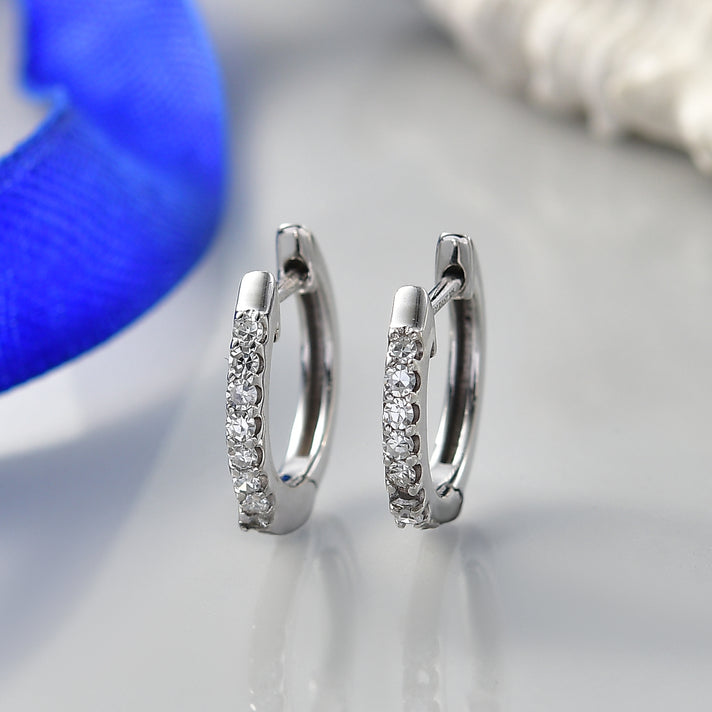 LUXURIANT Lab Grown Diamond Full Hoop Earring in Rhodium Overlay Sterling Silver (SI-G-H) 8422340 2