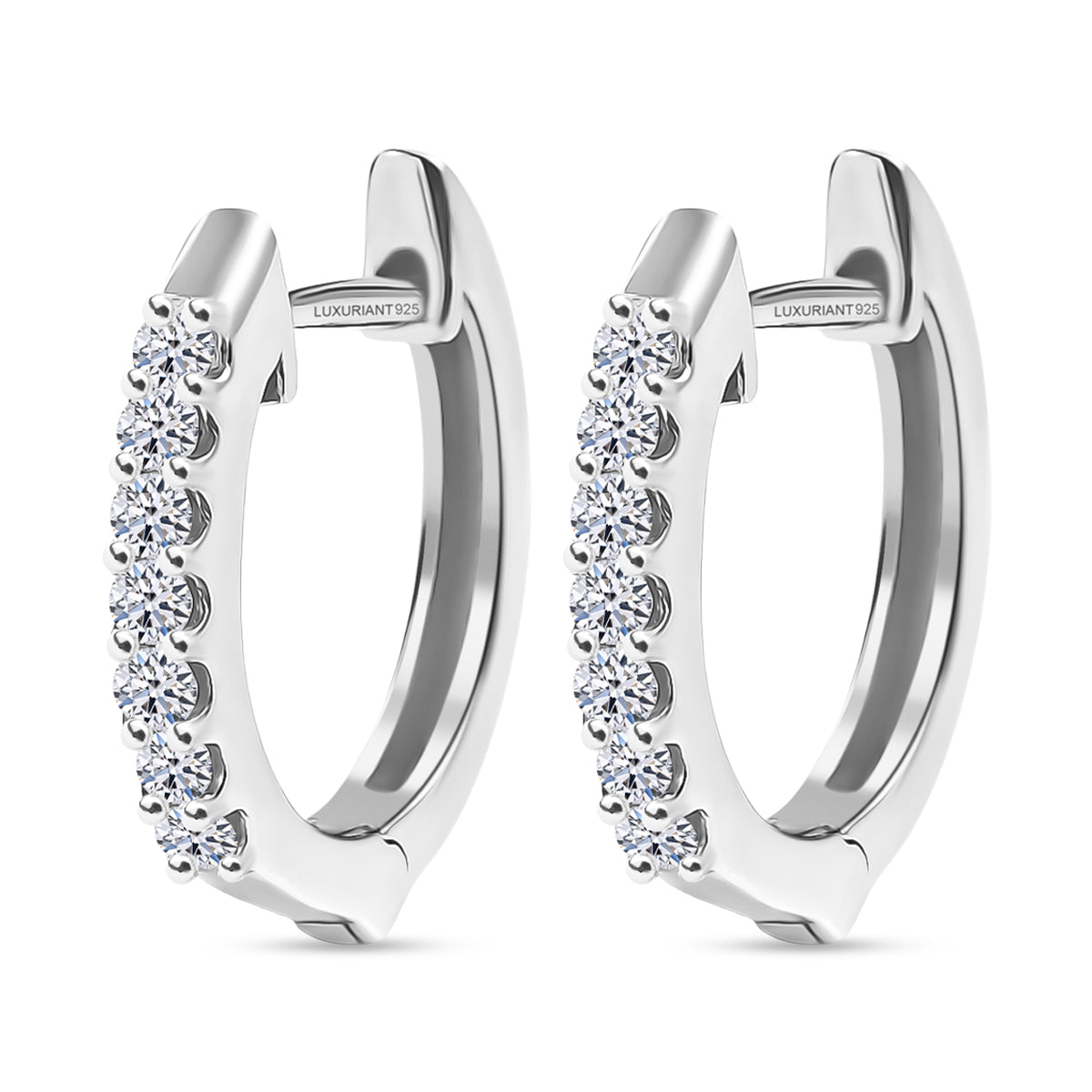 LUXURIANT Lab Grown Diamond Full Hoop Earring in Rhodium Overlay Sterling Silver (SI-G-H) 8422340 4