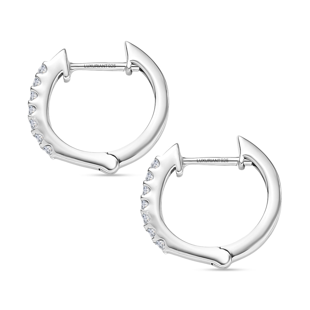 LUXURIANT Lab Grown Diamond Full Hoop Earring in Rhodium Overlay Sterling Silver (SI-G-H) 8422340 5