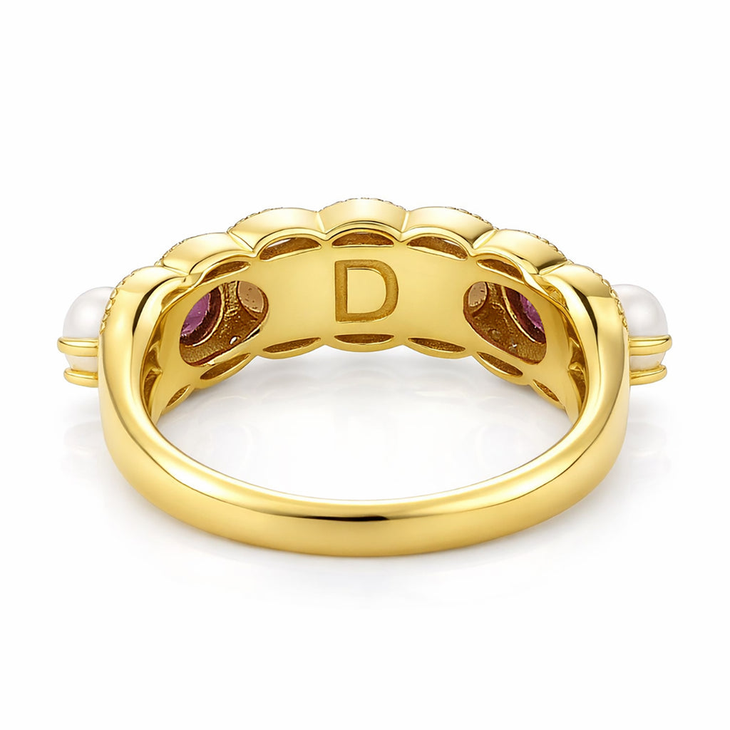 D'Joy Rhodolite Garnet, Zircon & Fresh Water Pearl Ring in Yellow Gold Plated Sterling Silver 3.00 Ct._8422405_4