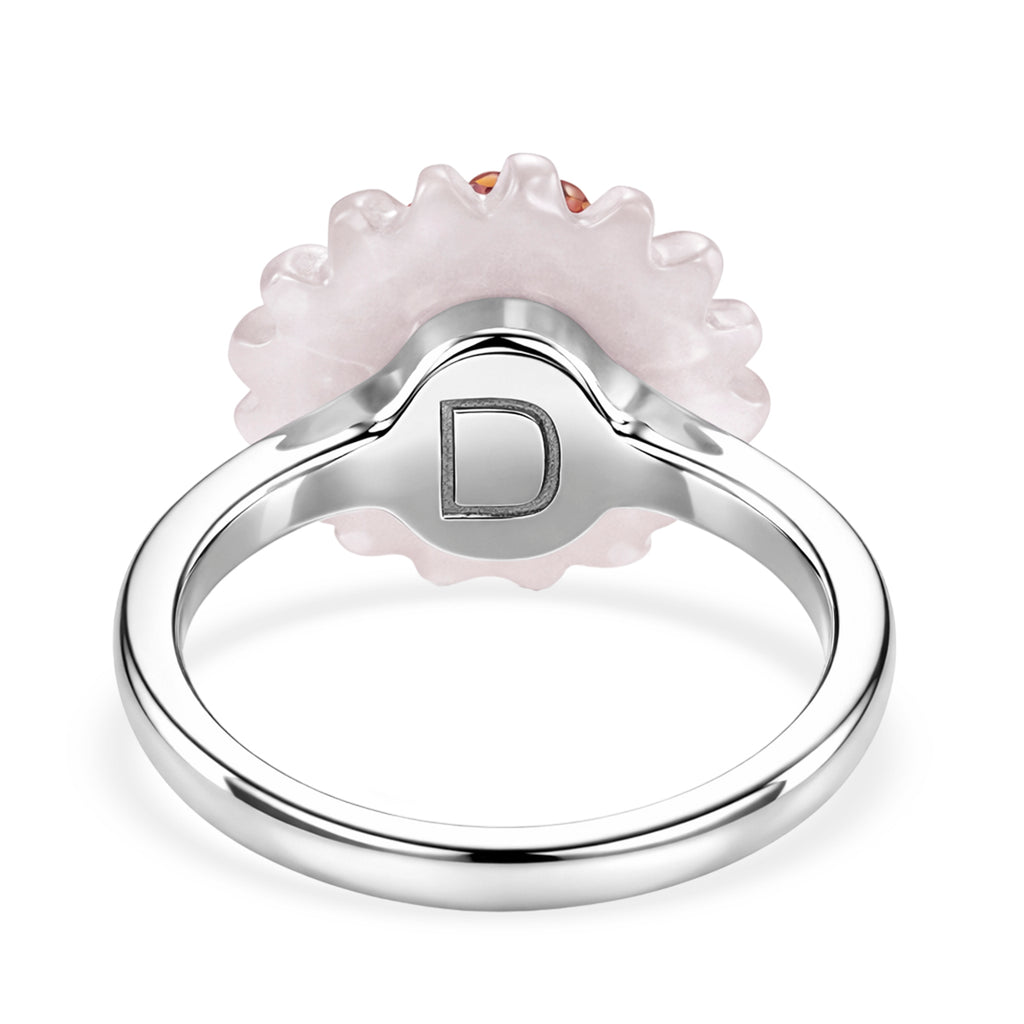 D'Joy Red Garnet, Dyed White Jade & Dyed Red Jade Floral Cluster Ring in Rhodium Overlay Sterling Silver 9.15 Ct._8422433_4
