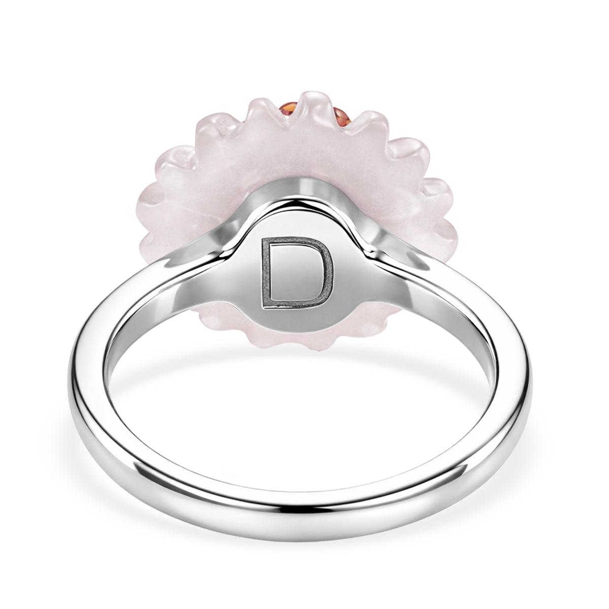 D'Joy Red Garnet, Dyed White Jade &amp; Dyed Red Jade Floral Cluster Ring in Rhodium Overlay Sterling Silver 9.15 Ct. V32514317 5