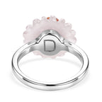 D'Joy Red Garnet, Dyed White Jade & Dyed Red Jade Floral Cluster Ring in Rhodium Overlay Sterling Silver 9.15 Ct._8422433_4