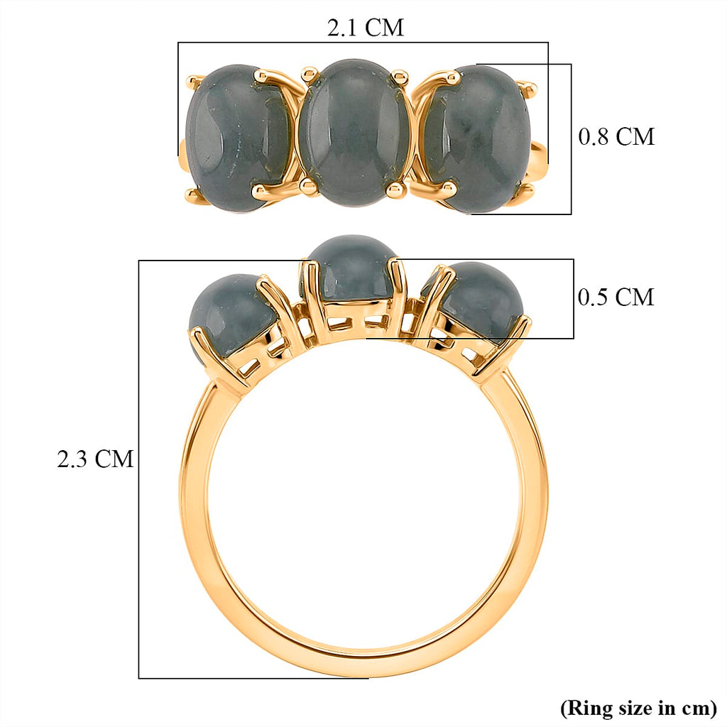D'Joy Natural Jadeite Trilogy Ring in Yellow Gold Plated Sterling Silver 5.00 Ct._8422447_5