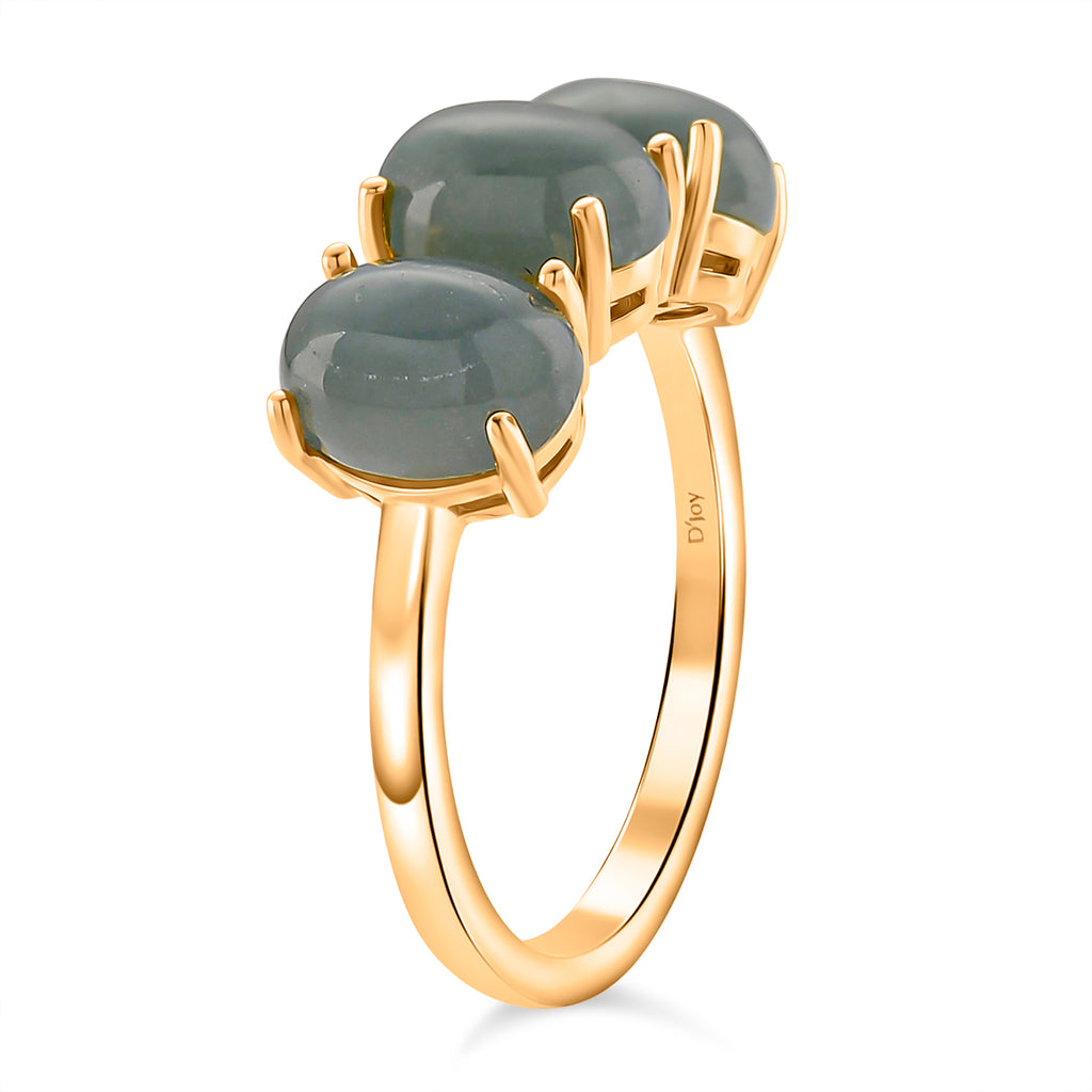 D'Joy Natural Jadeite Trilogy Ring in Yellow Gold Plated Sterling Silver 5.00 Ct._8422462_3