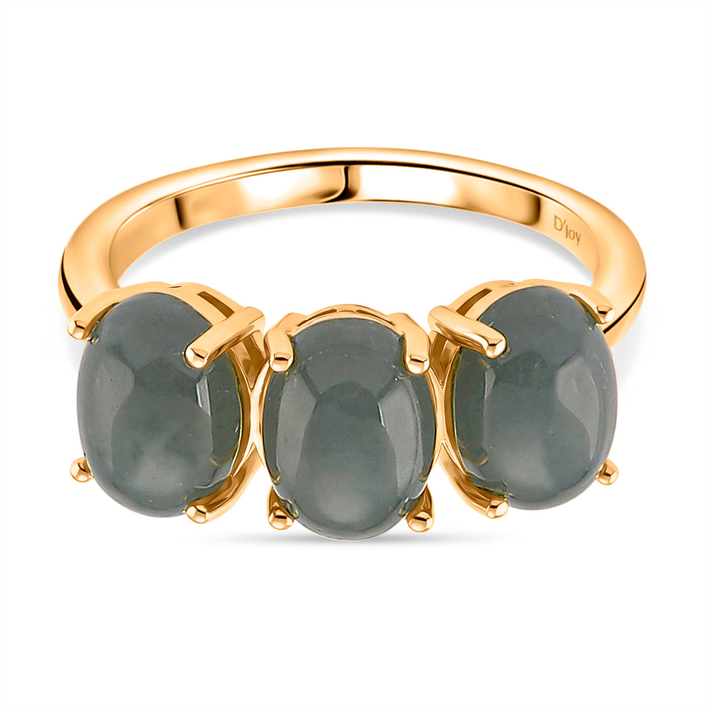 D'Joy Natural Jadeite Trilogy Ring in Yellow Gold Plated Sterling Silver 5.00 Ct._8422463
