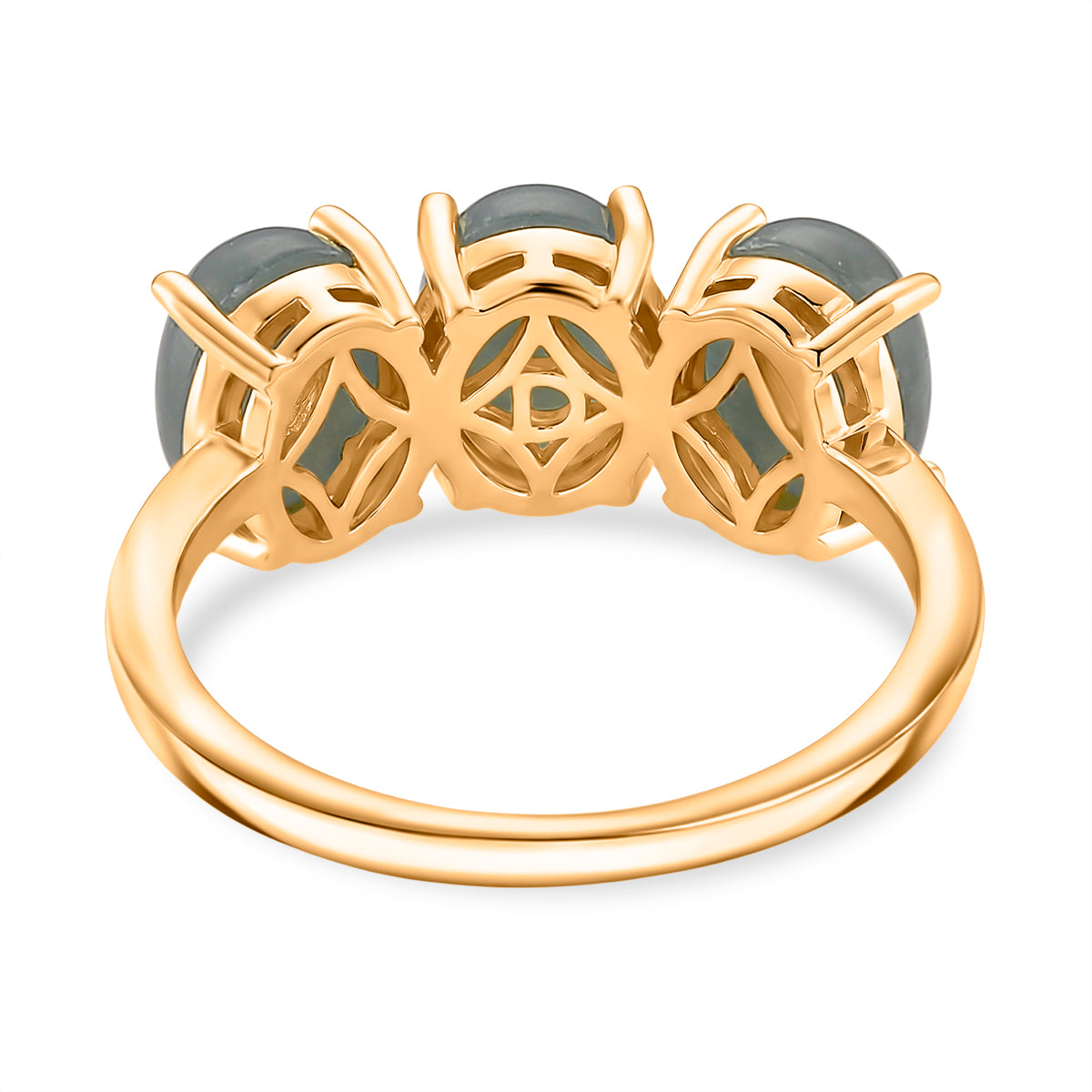 D'Joy Natural Jadeite Trilogy Ring in Yellow Gold Plated Sterling Silver 5.00 Ct. V32514865 5