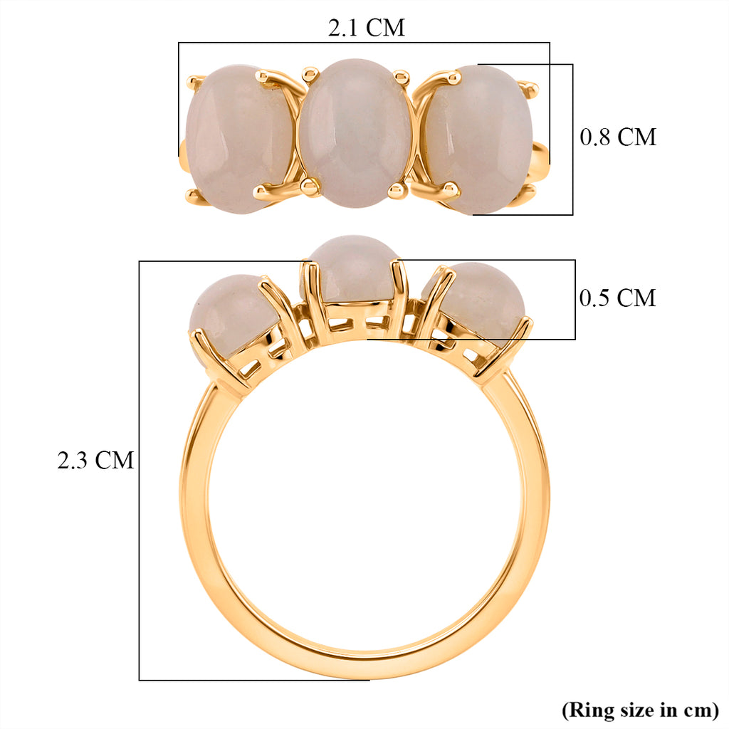 D'Joy Natural White Jade Trilogy Ring in Yellow Gold Plated Sterling Silver 5.00 Ct._8422467_5