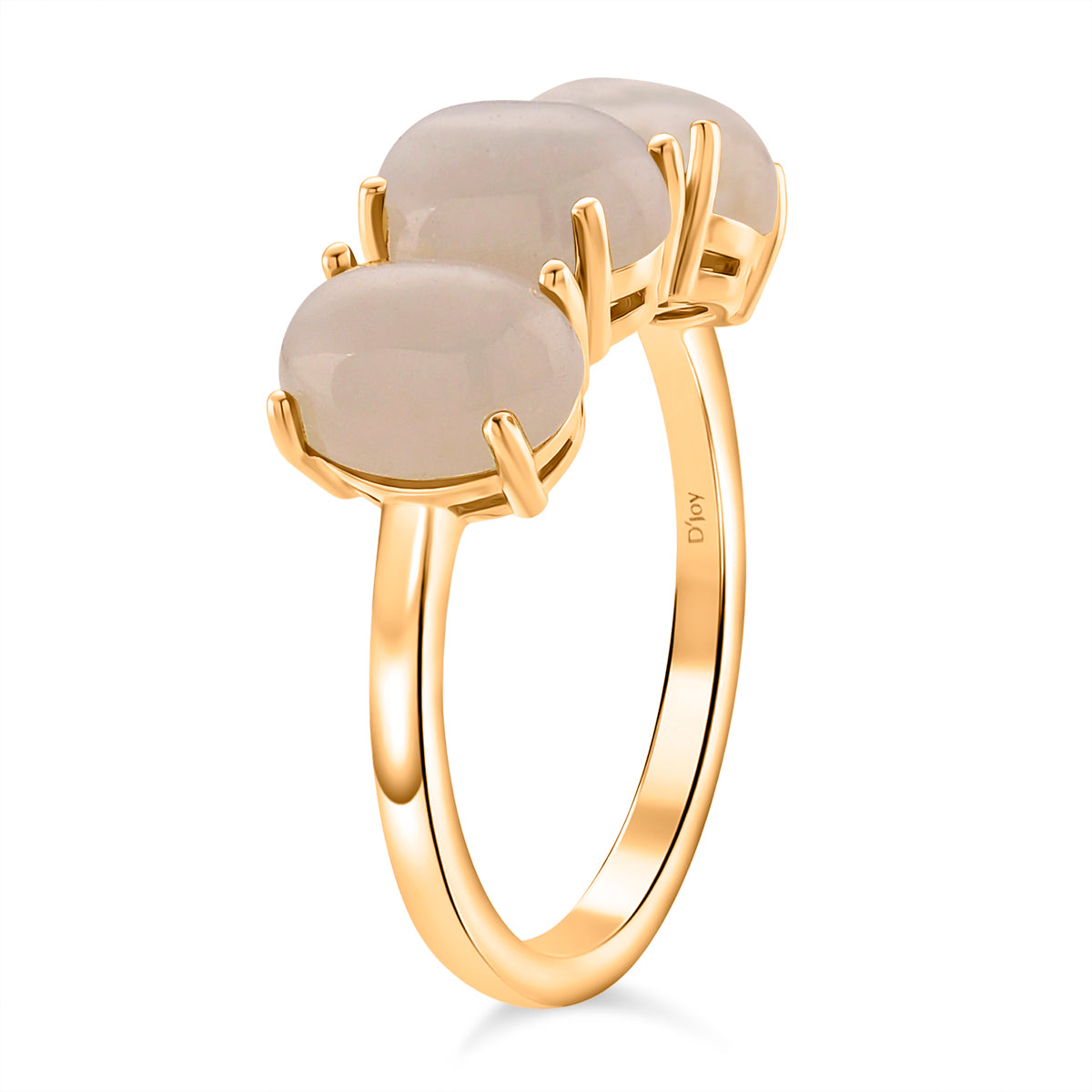 D'Joy Natural White Jade Trilogy Ring in Yellow Gold Plated Sterling Silver 5.00 Ct. V32513884 4