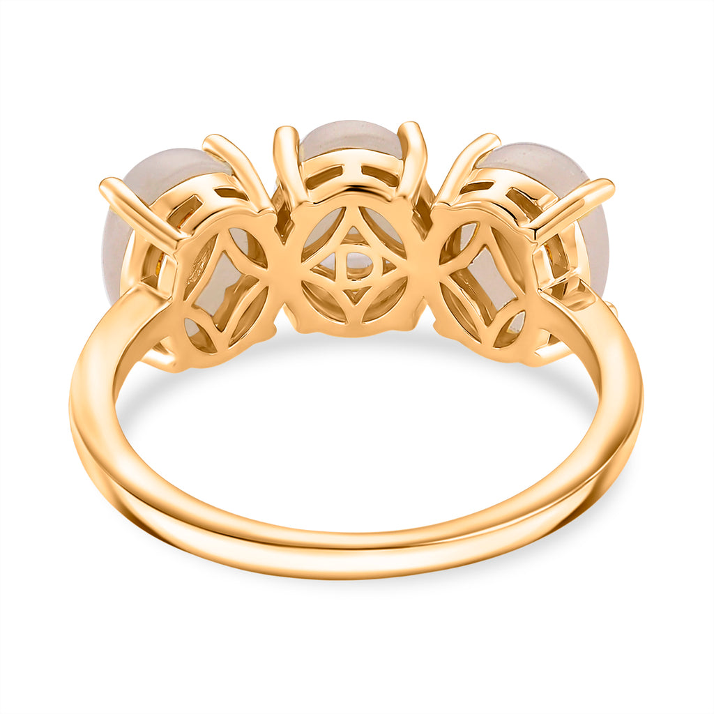 D'Joy Natural White Jade Trilogy Ring in Yellow Gold Plated Sterling Silver 5.00 Ct._8422474_4