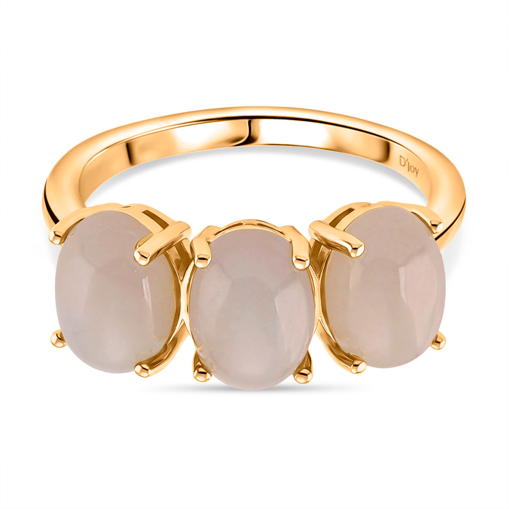 D'Joy Natural White Jade Trilogy Ring in Yellow Gold Plated Sterling Silver 5.00 Ct._8422475