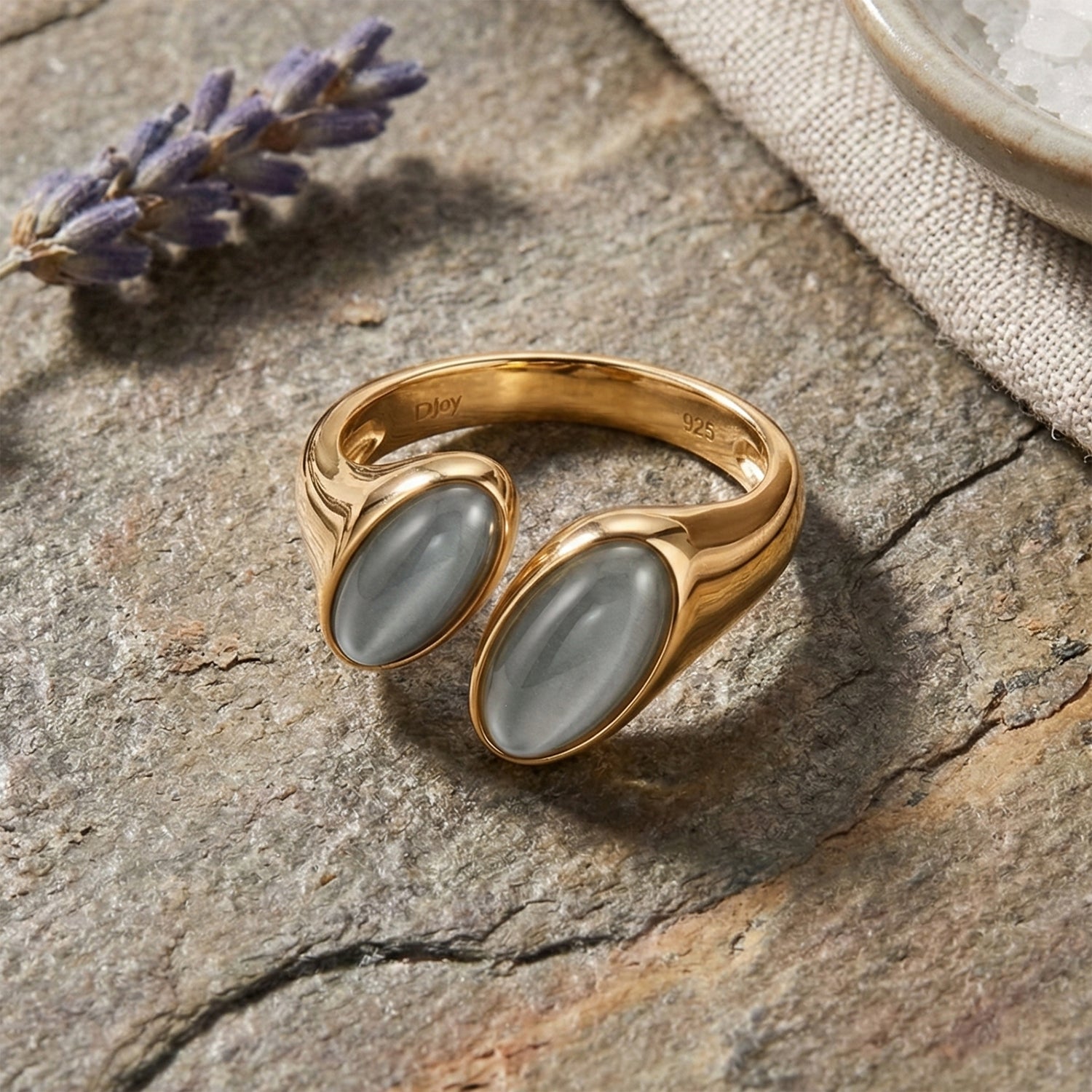 D'Joy Natural Jadeite Bypass Ring in Yellow Gold Plated Sterling Silver 3.80 Ct. V32529315 3