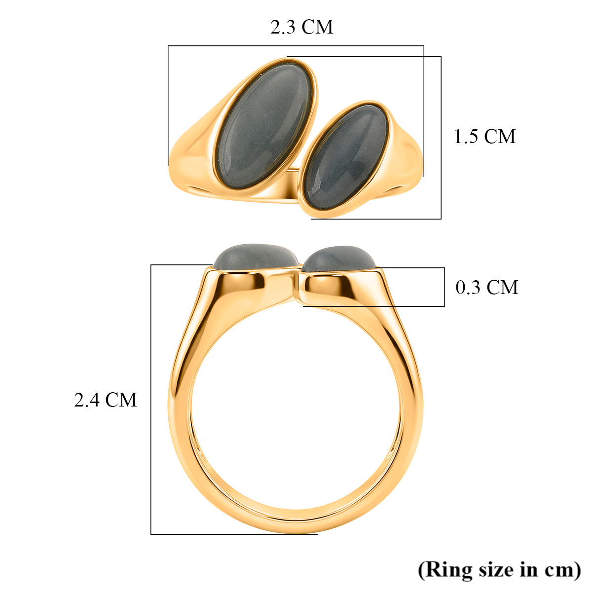 D'Joy Natural Jadeite Bypass Ring in Yellow Gold Plated Sterling Silver 3.80 Ct. V32529315 6