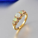 D'Joy Faceted Ethiopian Opal & White Zircon 5 Stone Ring in Yellow Gold Plated Sterling Silver 0.95 Ct._8422536_1