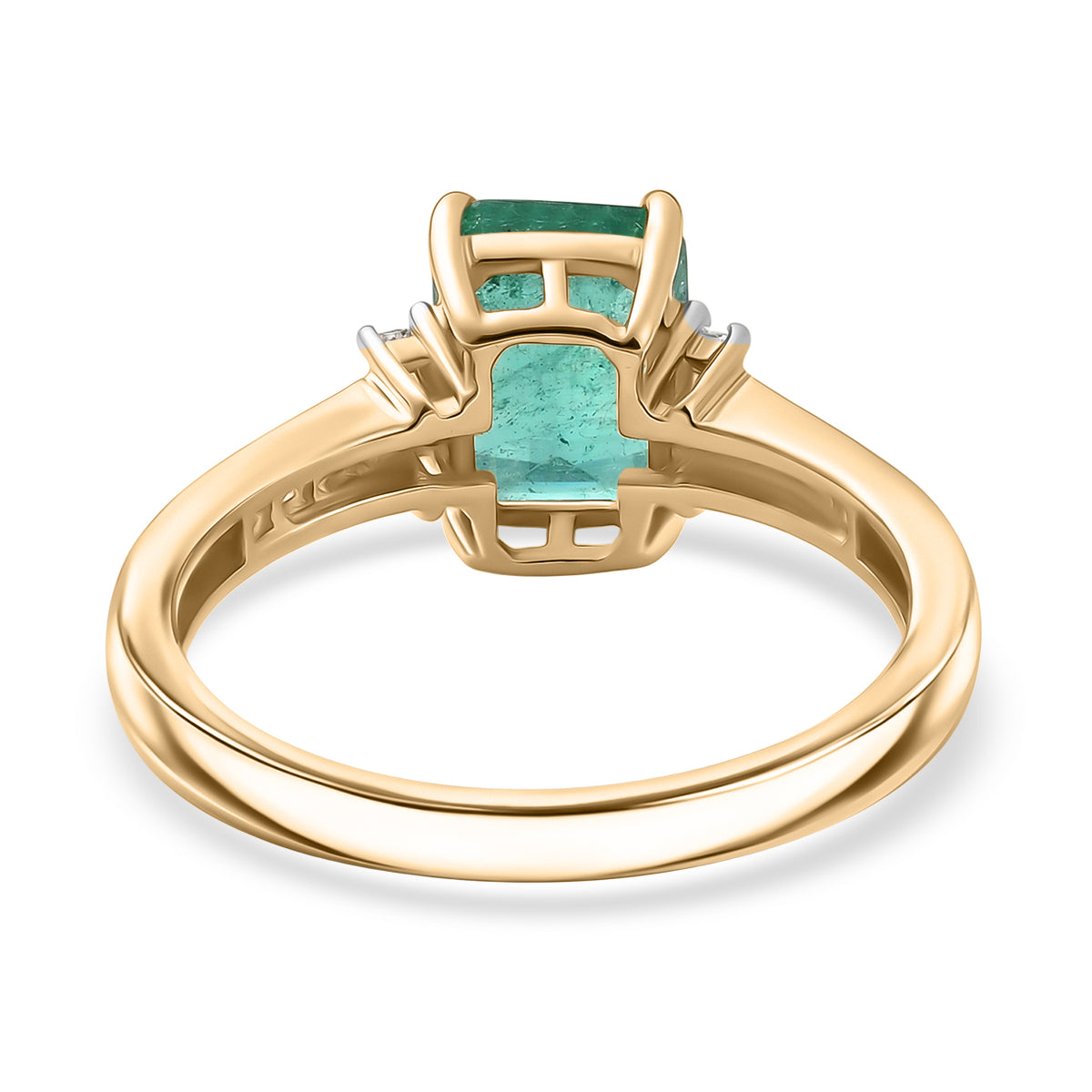 9K Yellow Gold AAA Gemfields Zambian Emerald &amp; Natural White Diamond Ring 1.72 Ct. V32504343 5