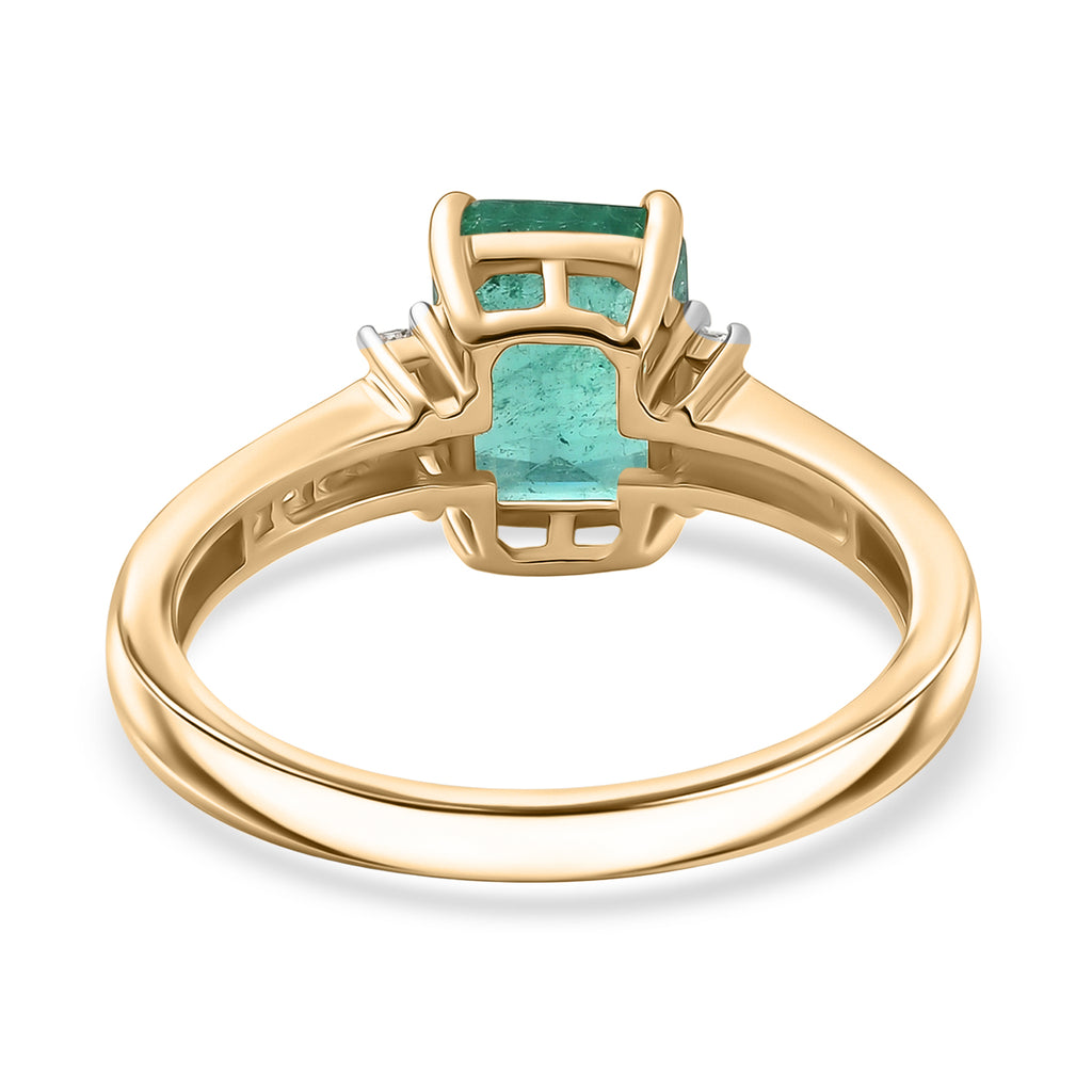 9K Yellow Gold AAA Gemfields Zambian Emerald & Natural White Diamond Ring 1.72 Ct._8422559_4