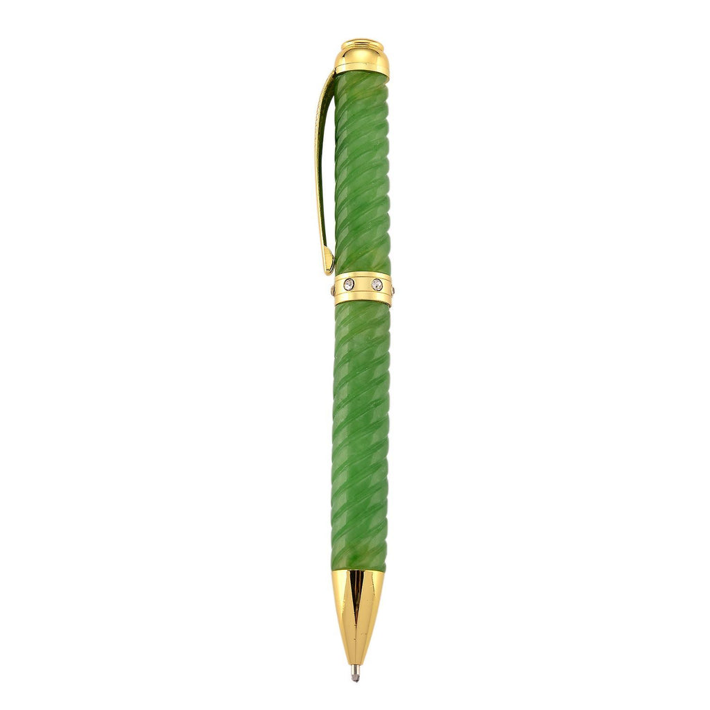 Enhanced Green Jade & White Crystal Ballpoint Pen_8422664