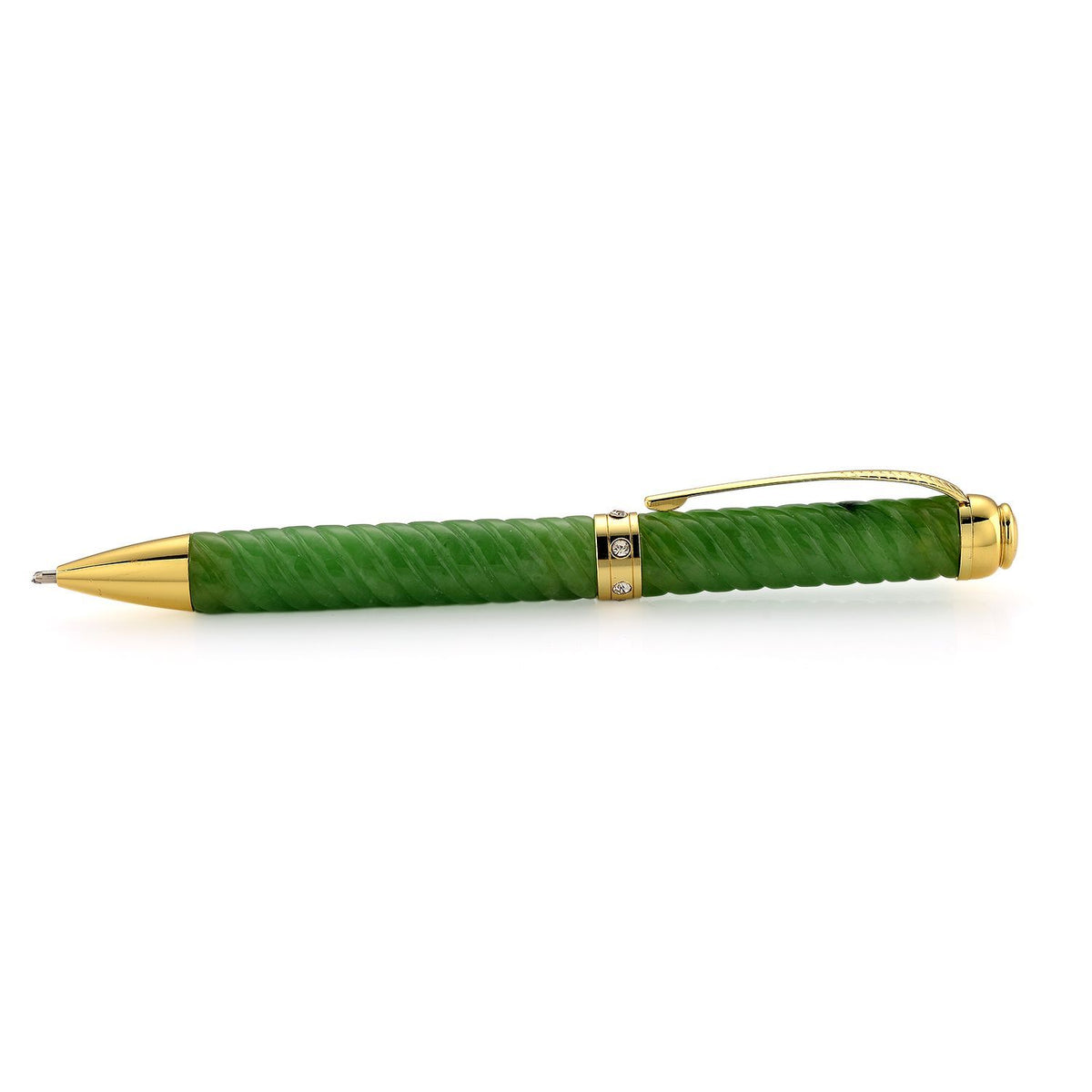 Enhanced Green Jade &amp; White Crystal Ballpoint Pen V32611120 4