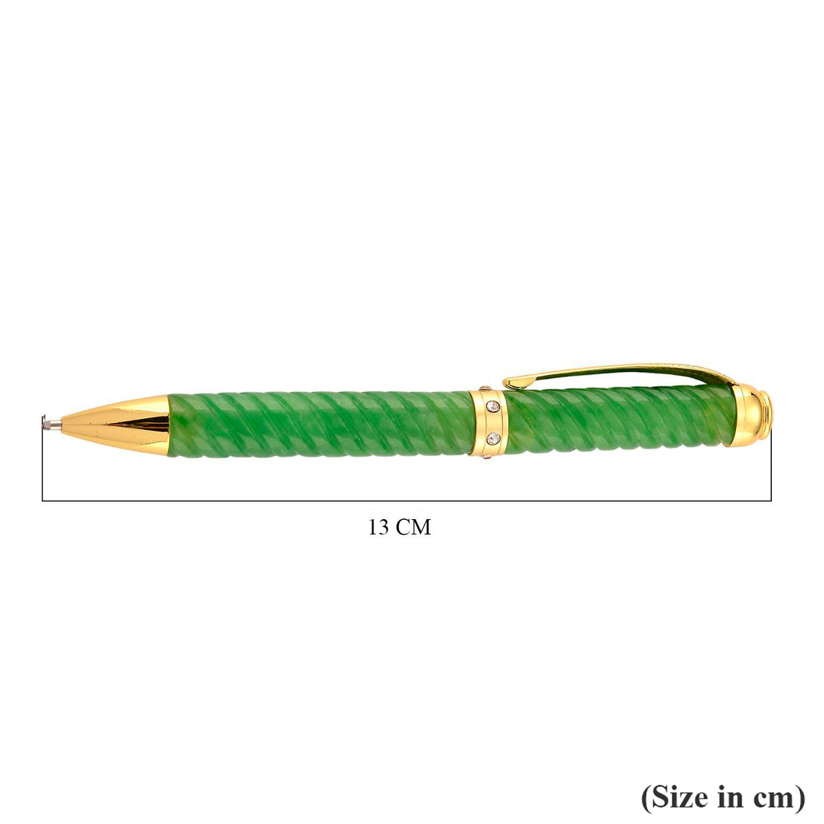 Enhanced Green Jade &amp; White Crystal Ballpoint Pen V32611120 6