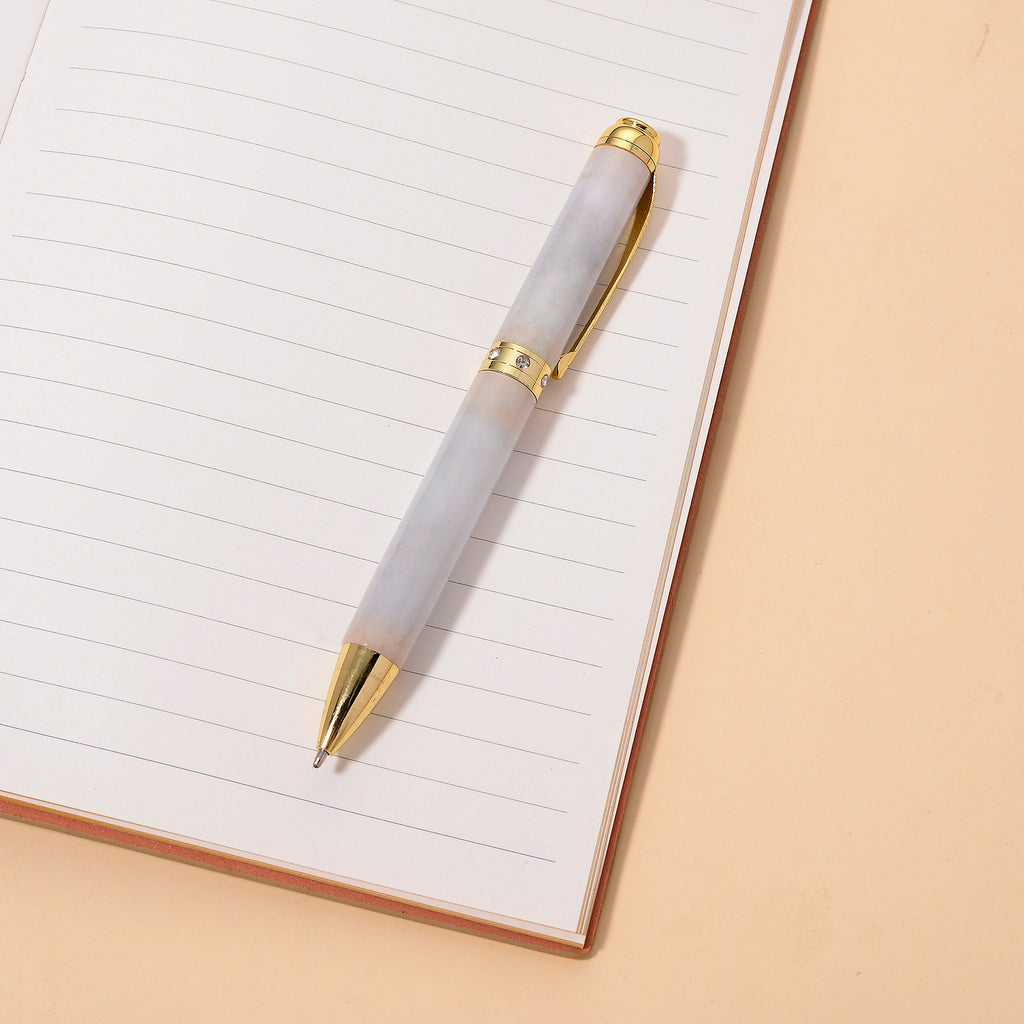 Natural White Jadeite & White Crystal Ballpoint Pen_8422667_1