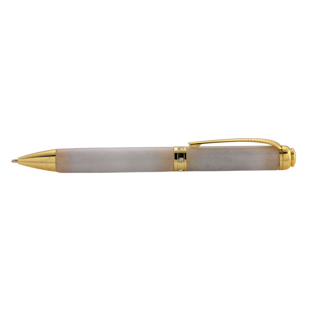 Natural White Jadeite & White Crystal Ballpoint Pen_8422667_3