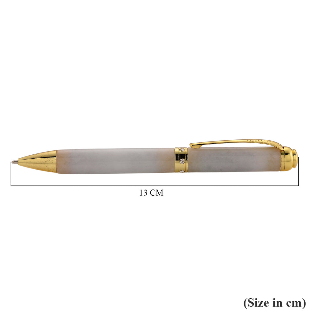 Natural White Jadeite & White Crystal Ballpoint Pen_8422667_5
