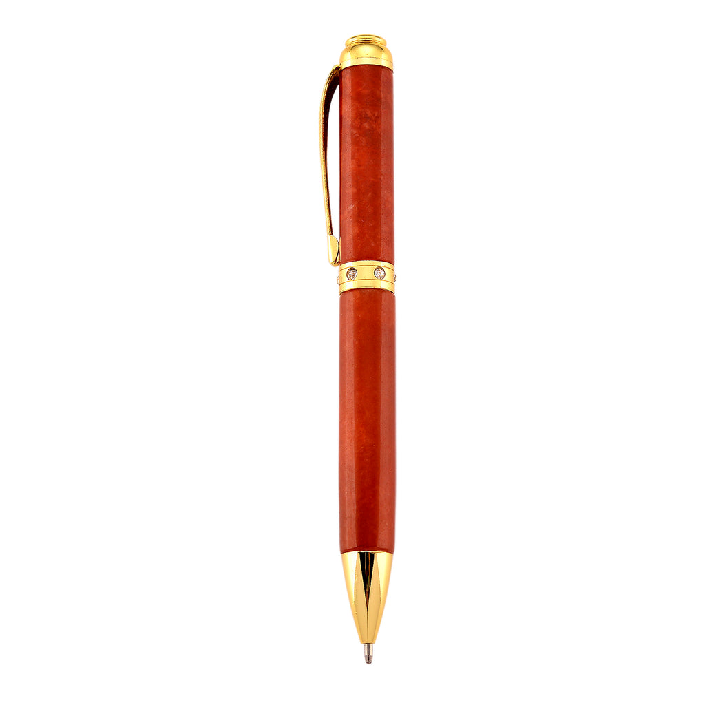 Natural Red Jadeite  & White Crystal Ballpoint Pen_8422668