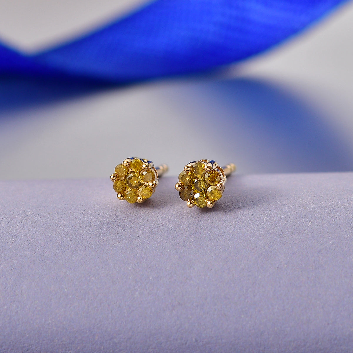 D'Joy Yellow Diamond Stud Push Back Earring in 18K Vermeil Yellow Gold Plated Sterling Silver 8422699 3