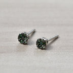 D'Joy Green Diamond Stud Earring with Push Back in Rhodium Overlay Sterling Silver_8422700_1