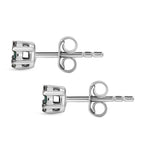 D'Joy Green Diamond Stud Earring with Push Back in Rhodium Overlay Sterling Silver_8422700_3