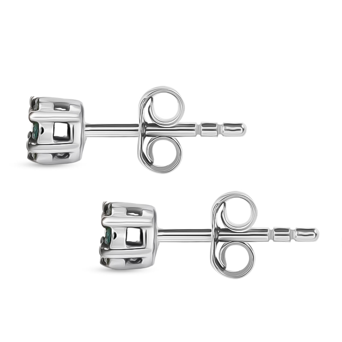 D'Joy Green Diamond Stud Earring with Push Back in Rhodium Overlay Sterling Silver V32534342 4