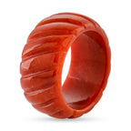Enhanced Red Jade Textured Band Ring 33.00 Ct._8422902_3