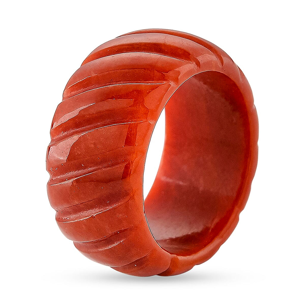 Enhanced Red Jade Textured Band Ring 33.00 Ct._8422902