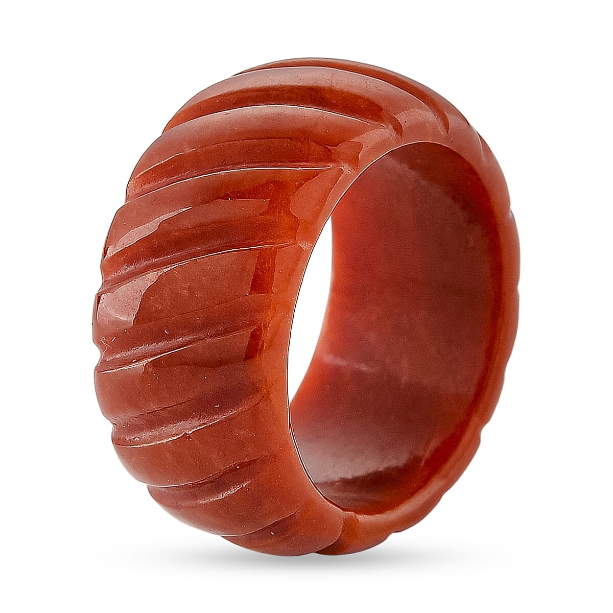 Enhanced Red Jade Textured Band Ring 33.00 Ct. V32567579 3