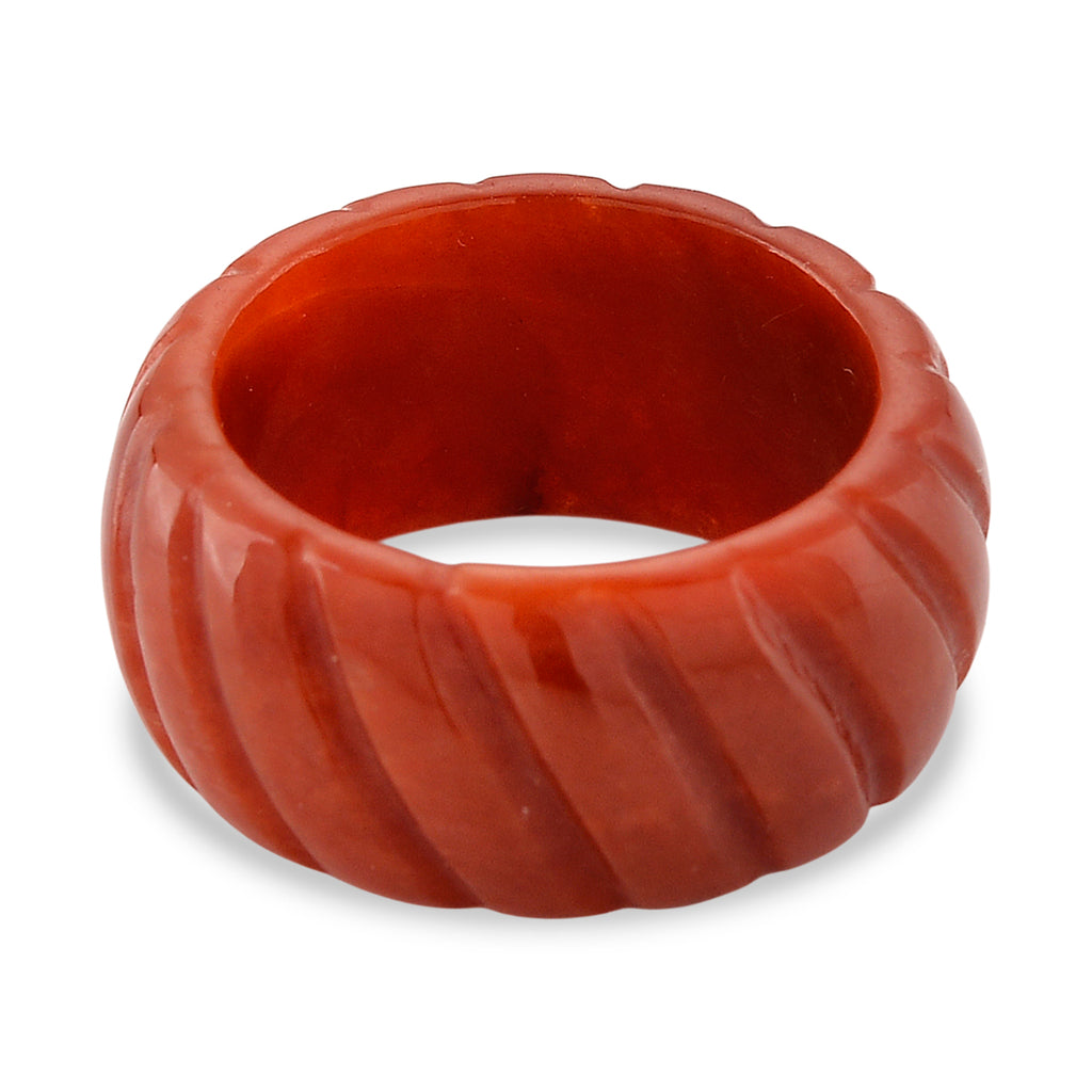 Enhanced Red Jade Textured Band Ring 33.00 Ct._8422902_4