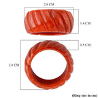 Enhanced Red Jade Textured Band Ring 33.00 Ct._8422904_5