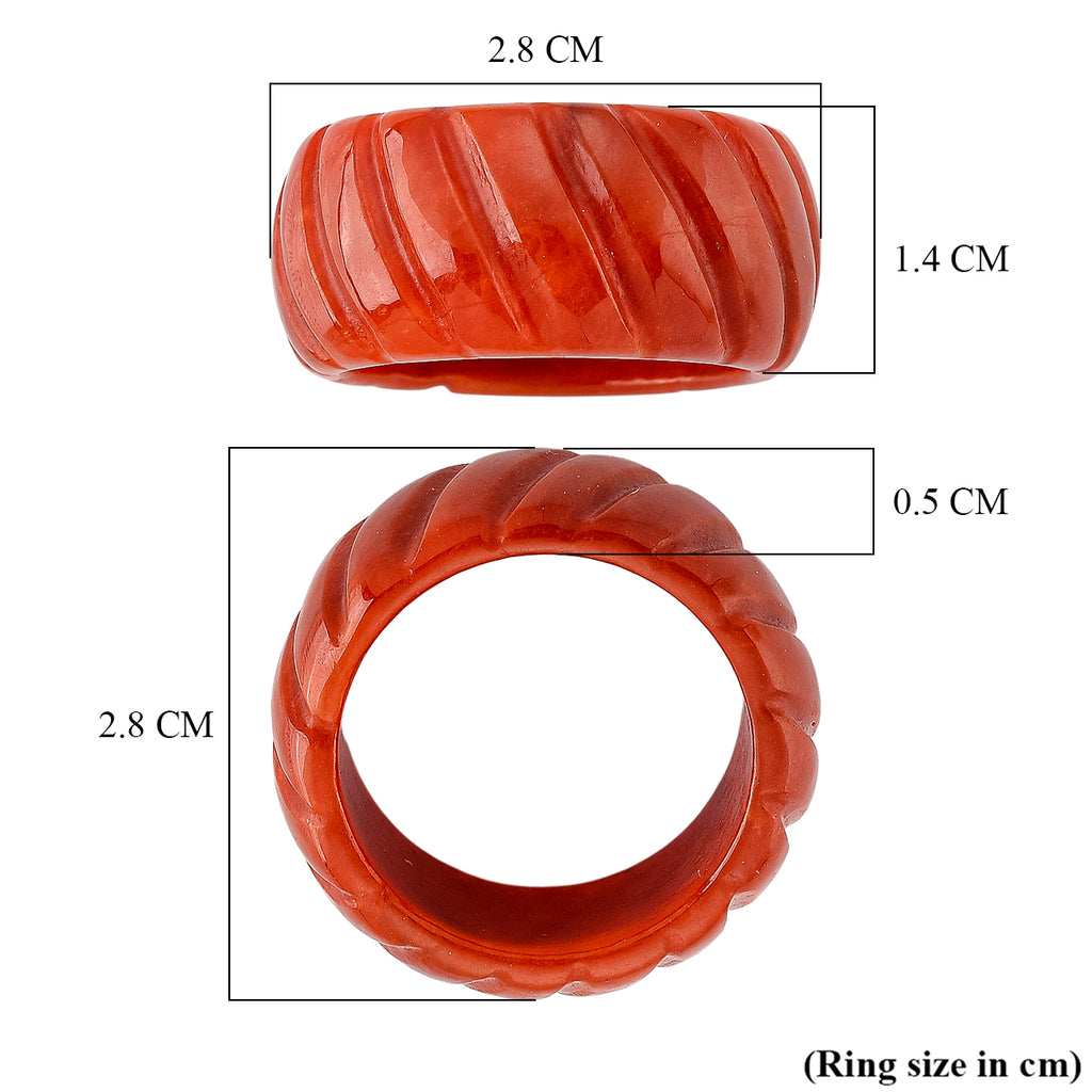 Enhanced Red Jade Textured Band Ring 33.00 Ct._8422907_5