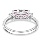 D'Joy Natural Radiant Ember Garnet & White Diamond Trilogy Ring in Rhodium Overlay Sterling Silver 1.17 Ct._8422940_4