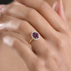 D'Joy Natural Royal Ember Garnet & Moissanite Sunburst Ring in 18K Vermeil Yellow Gold Plated Sterling Silver 1.71 Ct._8422986_2