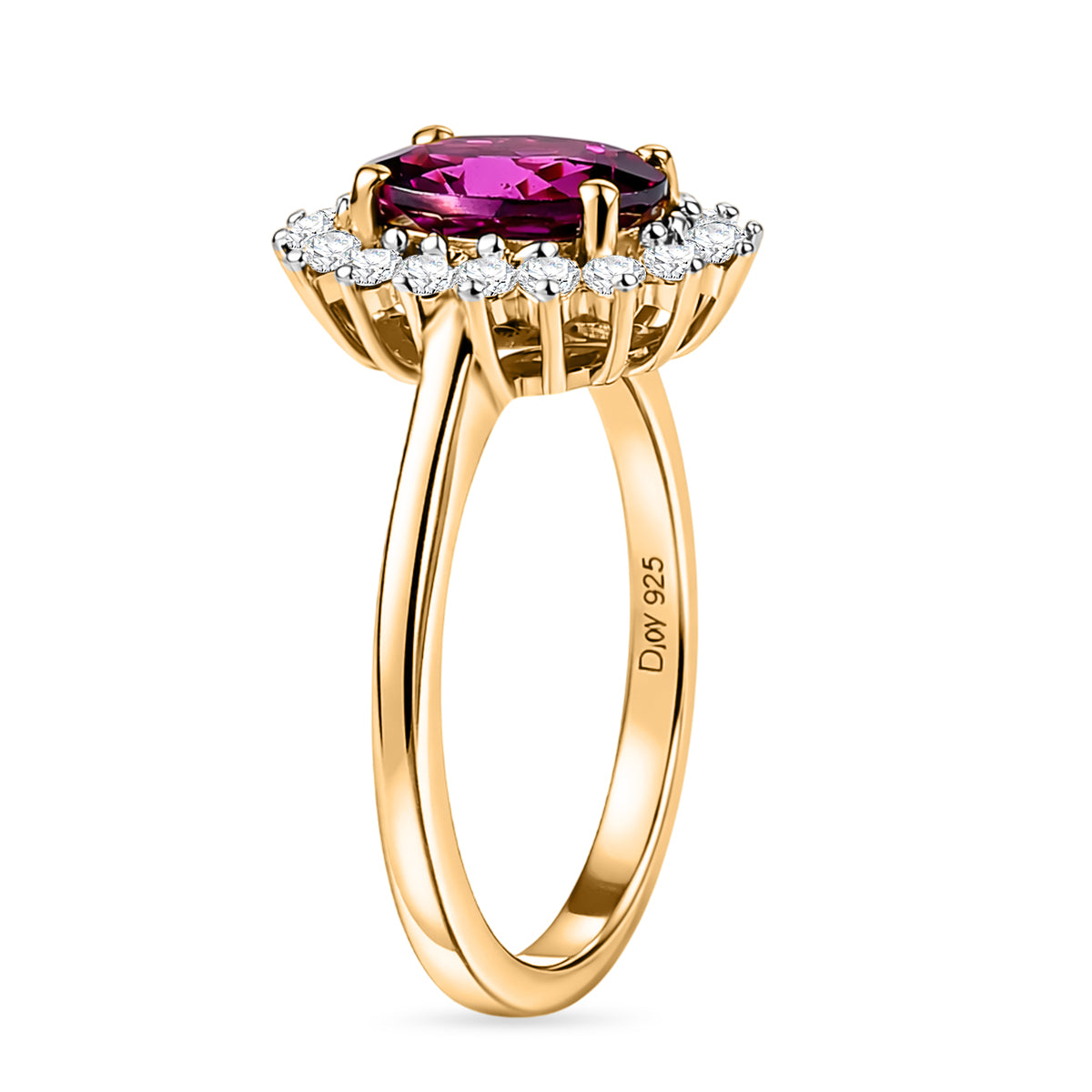 D'Joy Natural Royal Ember Garnet &amp; Moissanite Sunburst Ring in 18K Vermeil Yellow Gold Plated Sterling Silver 1.71 Ct. 8422986 4