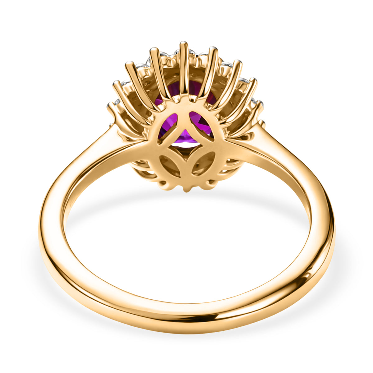 D'Joy Natural Royal Ember Garnet &amp; Moissanite Sunburst Ring in 18K Vermeil Yellow Gold Plated Sterling Silver 1.71 Ct. 8422986 5