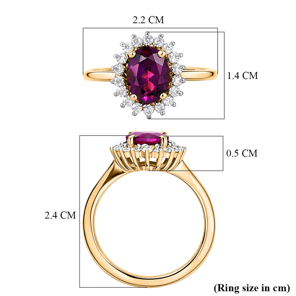 D'Joy Natural Royal Ember Garnet & Moissanite Sunburst Ring in 18K Vermeil Yellow Gold Plated Sterling Silver 1.71 Ct._8422986_5