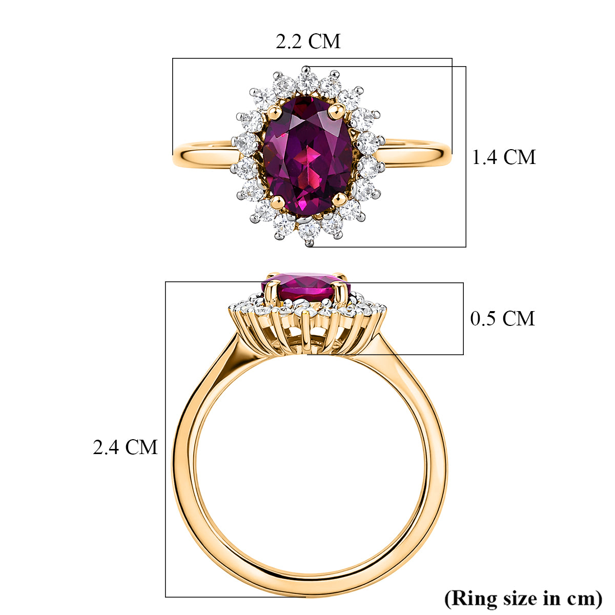 D'Joy Natural Royal Ember Garnet &amp; Moissanite Sunburst Ring in 18K Vermeil Yellow Gold Plated Sterling Silver 1.71 Ct. 8422986 6