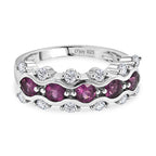 D'Joy Natural Radiant Ember Garnet & White Zircon 5 Stone Ring in Rhodium Overlay Sterling Silver 1.81 Ct._8423007